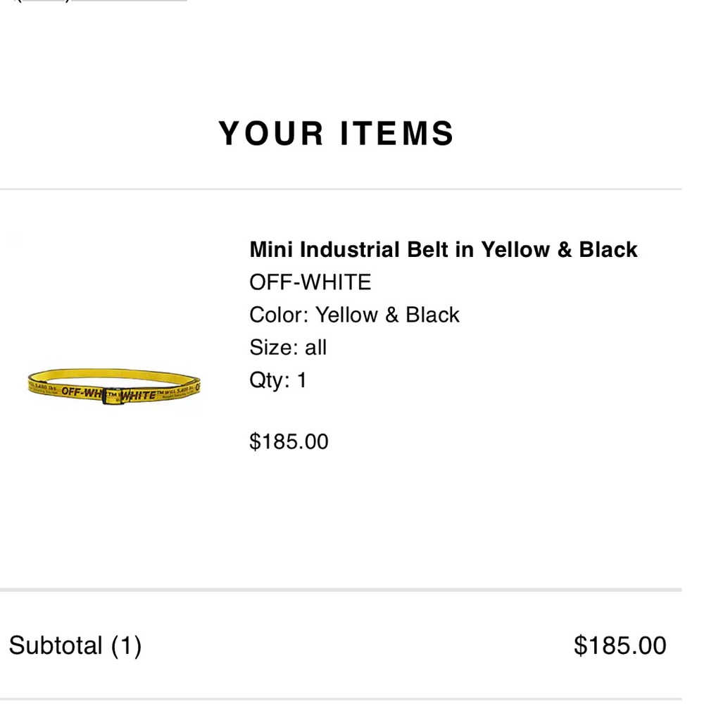 Mini Industrial Belt in Yellow & Black
OFF-WHITE
Color: Yellow & Black
